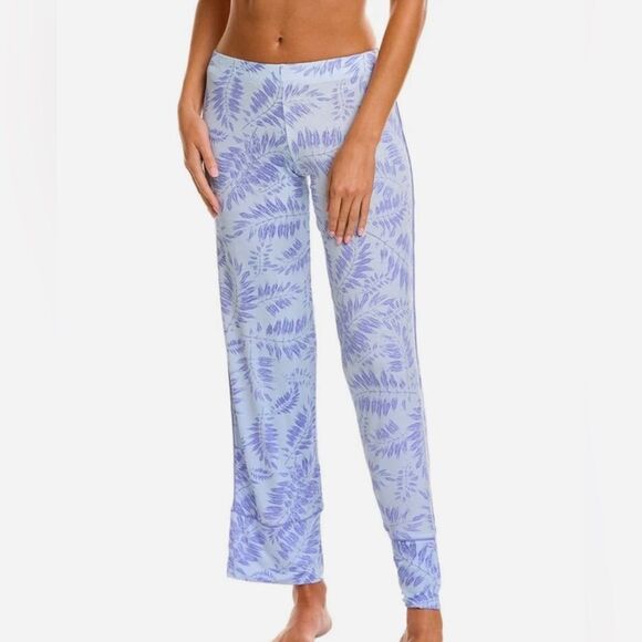 Hale Bob Women's Blue Leaf Print Lounge Sleep Pants, NWT large - Picture 1 of 7